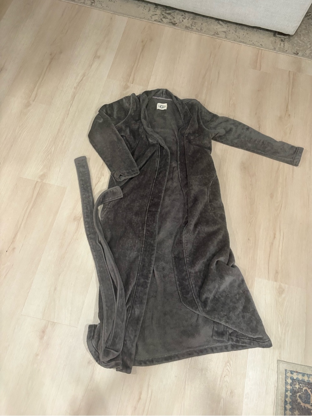 UGG Women's Dark Charcoal Plush Wrap Robe Coat